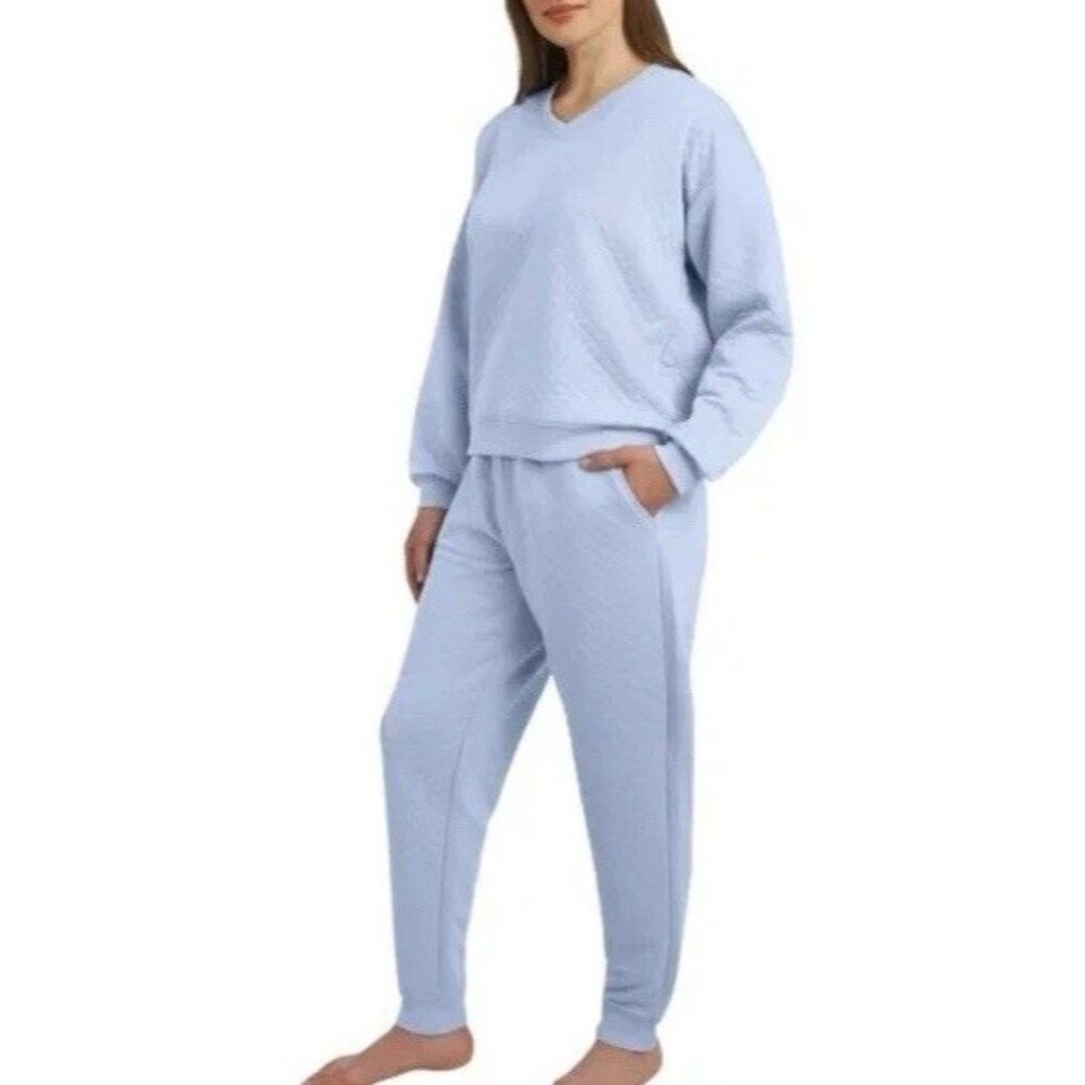 Lands End Women's Quilted Lounge Set Super SOFT Blue M With Tags - Picture 2 of 14